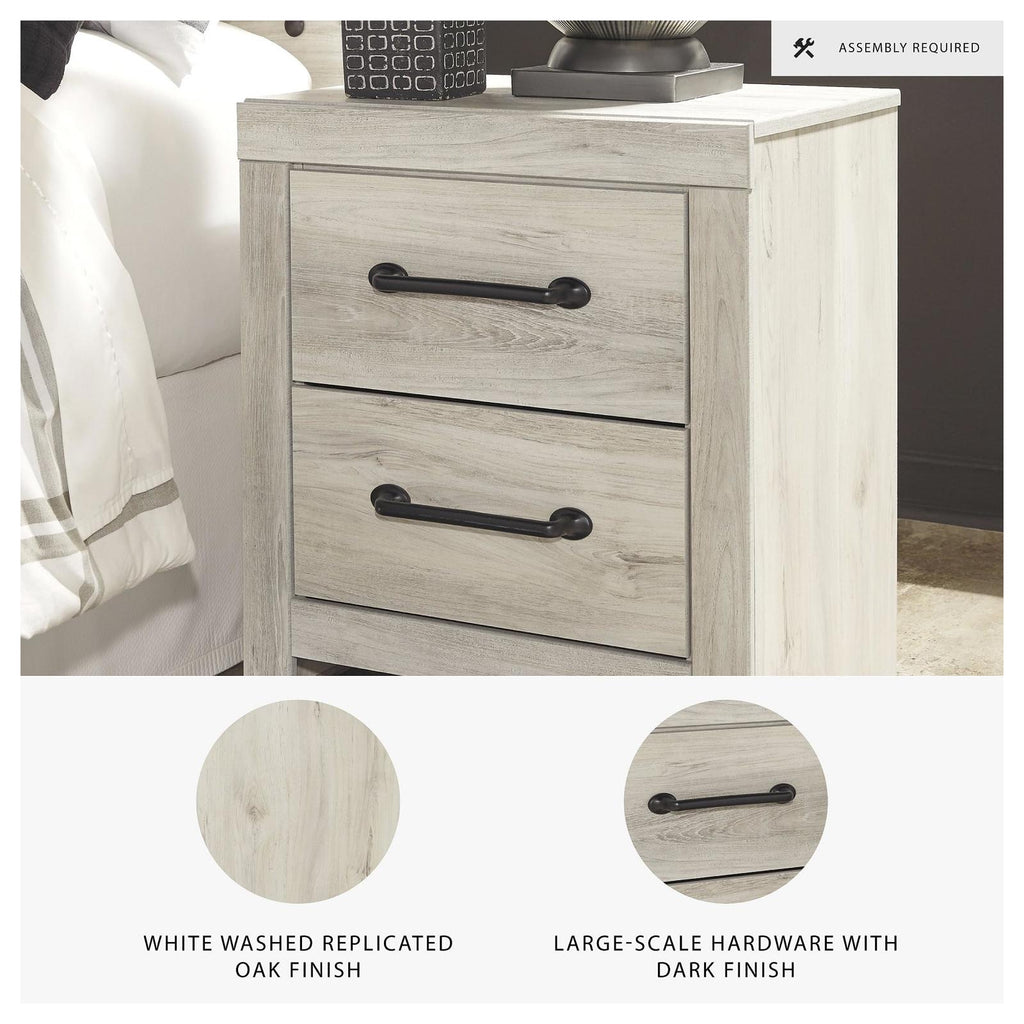 Signature Design by Ashley Cambeck Farmhouse Industrial 2 Drawer Nightstand, 24" Tall, Whitewash