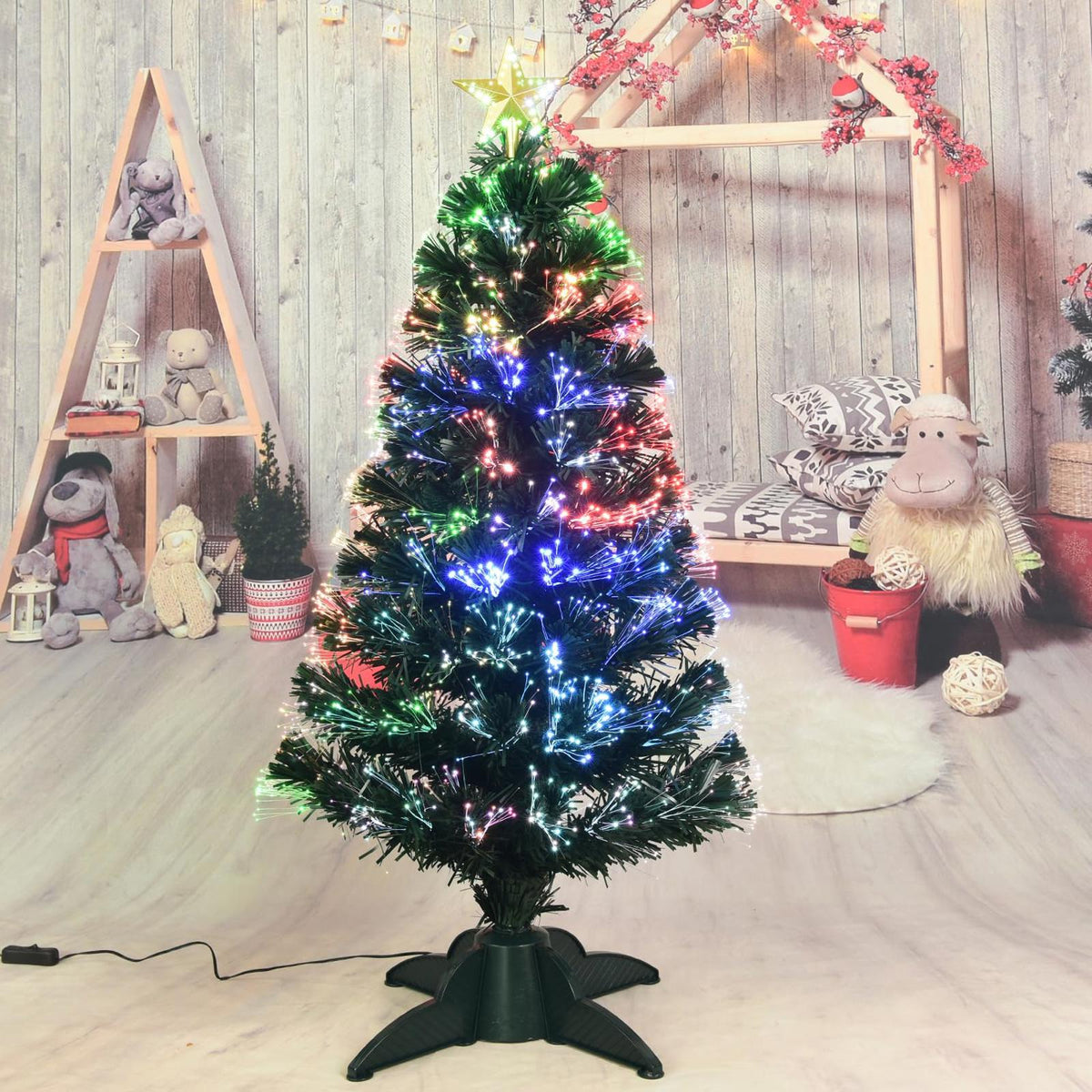 3ft Pre-Lit Fiber Optic Artificial Christmas Tree with Top Star