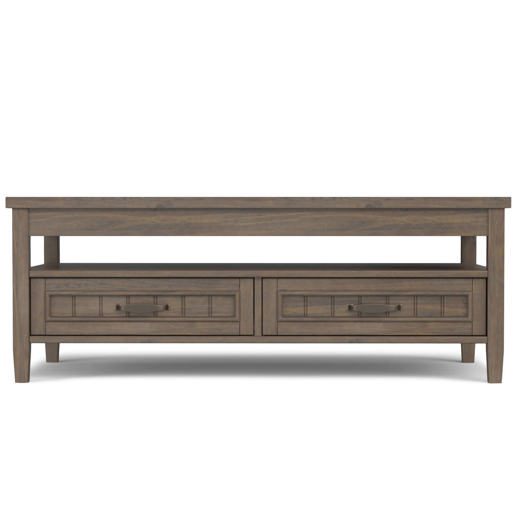 Simpli Home Lev 48" Solid Wood Lift-Top Coffee Table – Smoky Brown NEW NIB