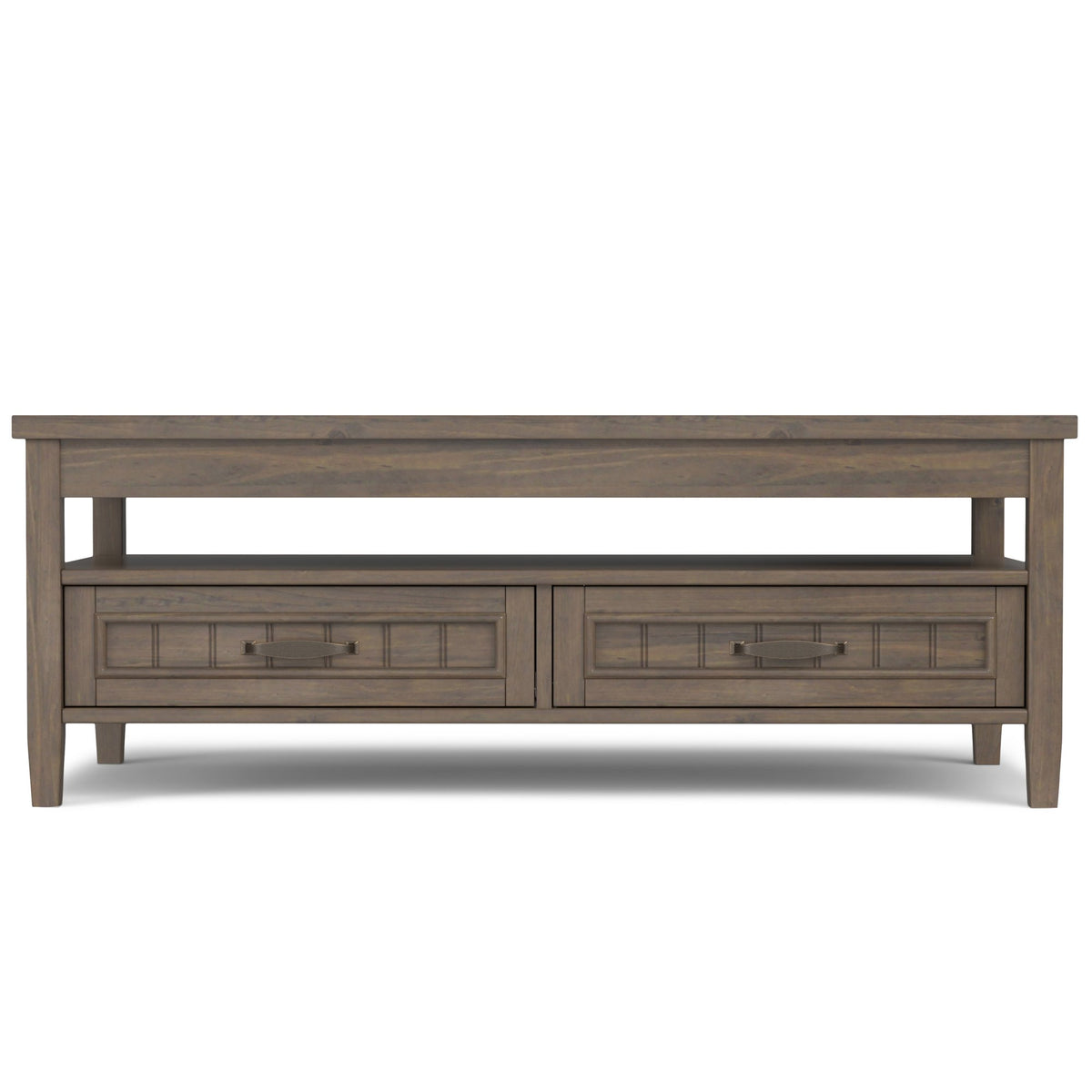 Simpli Home Lev 48" Solid Wood Lift-Top Coffee Table – Smoky Brown NEW NIB