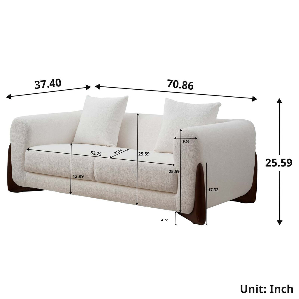 Artistic Sherpa Couch Chair with Solid Wood Legs, Single Seat