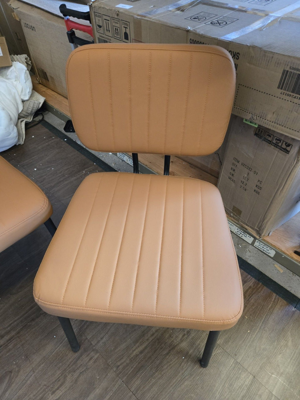 4 Faux Leather MCM style Dining Chairs - PDX Furnish
