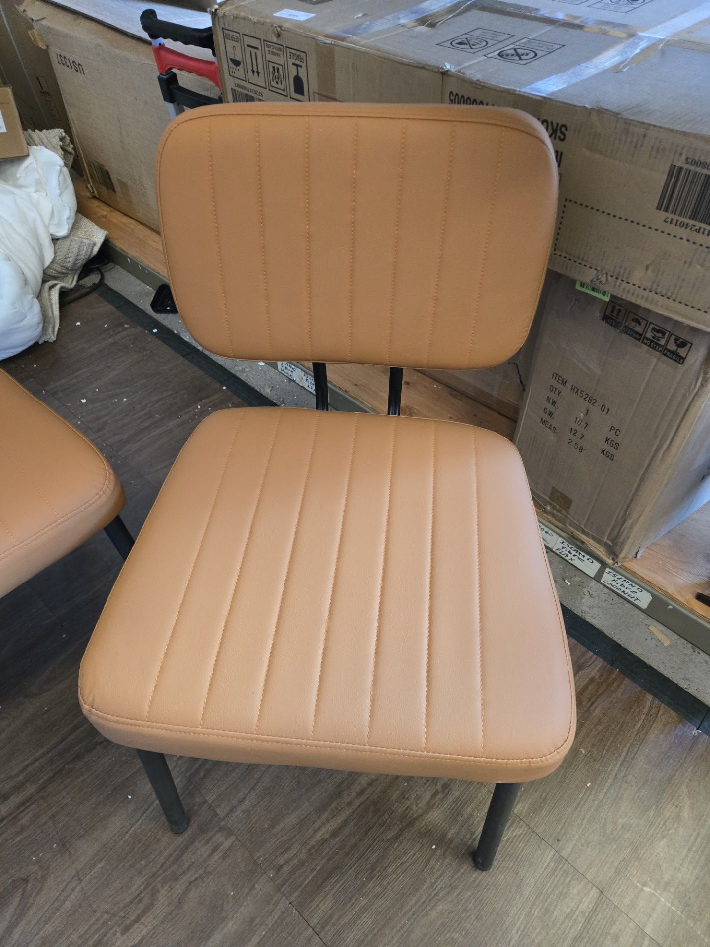 4 Faux Leather MCM style Dining Chairs - PDX Furnish