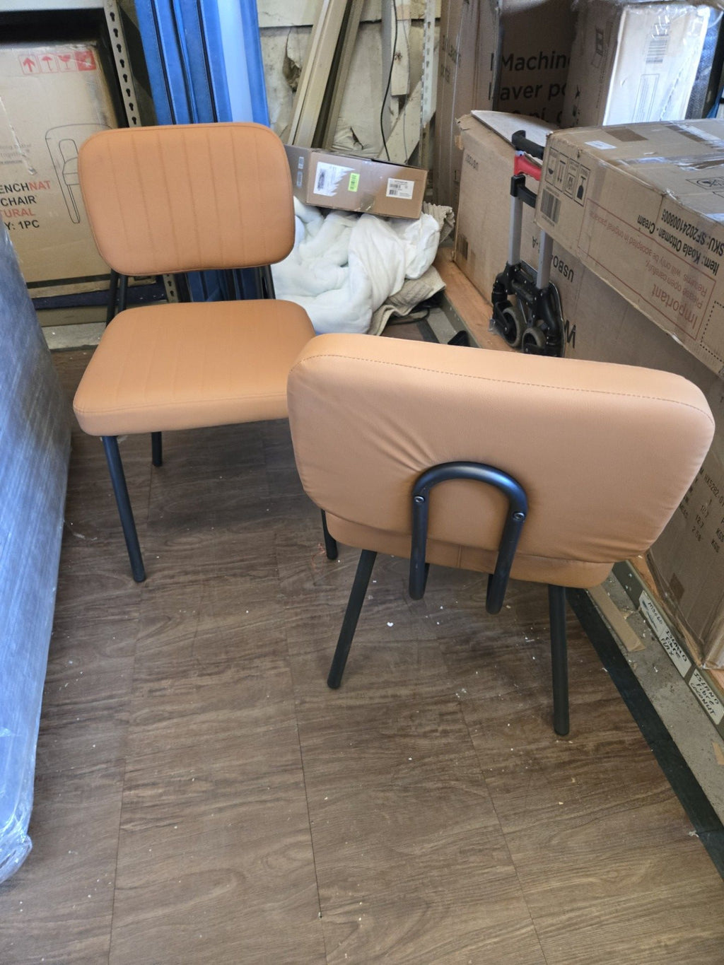 4 Faux Leather MCM style Dining Chairs - PDX Furnish
