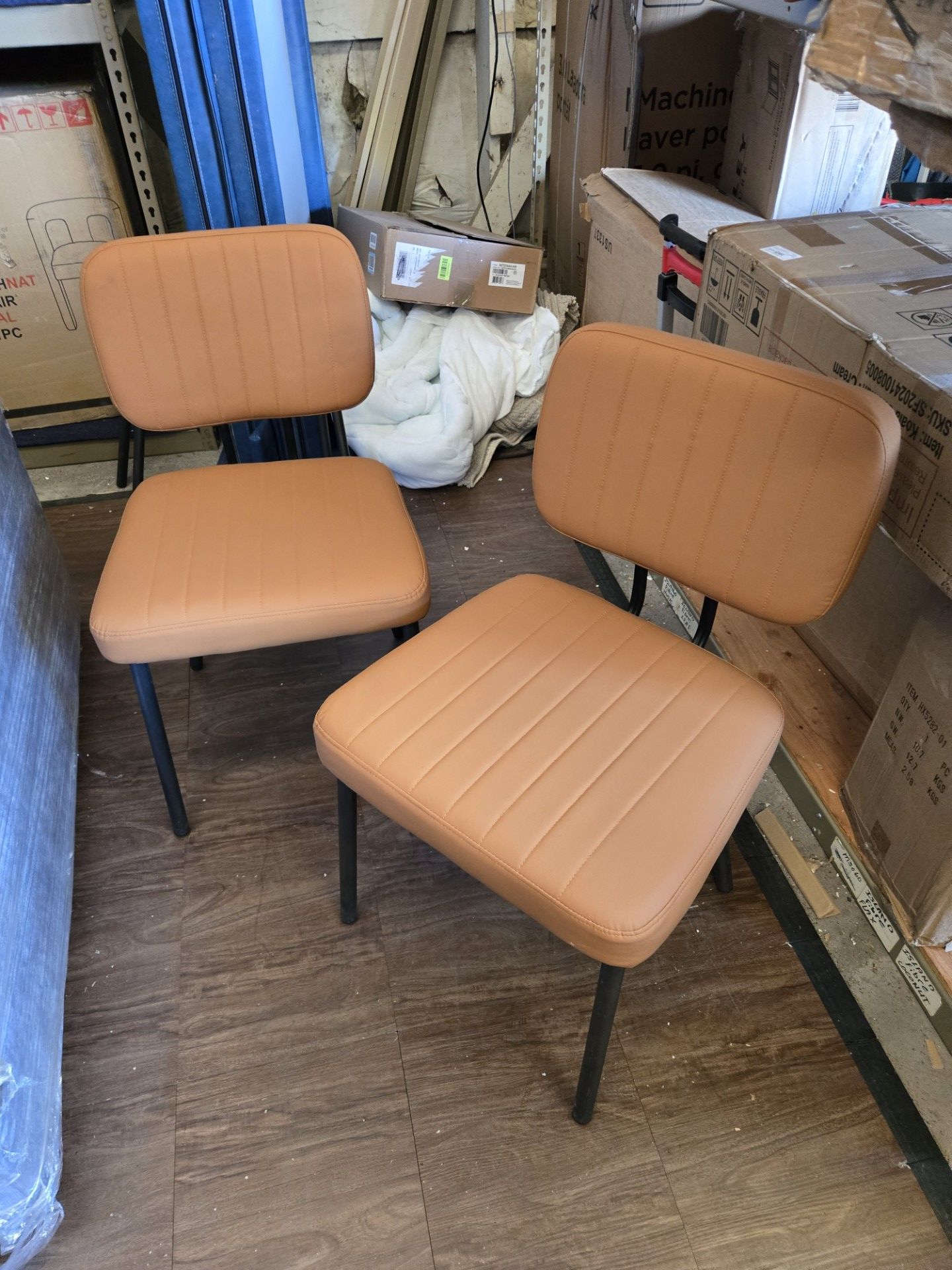 4 Faux Leather MCM style Dining Chairs - PDX Furnish