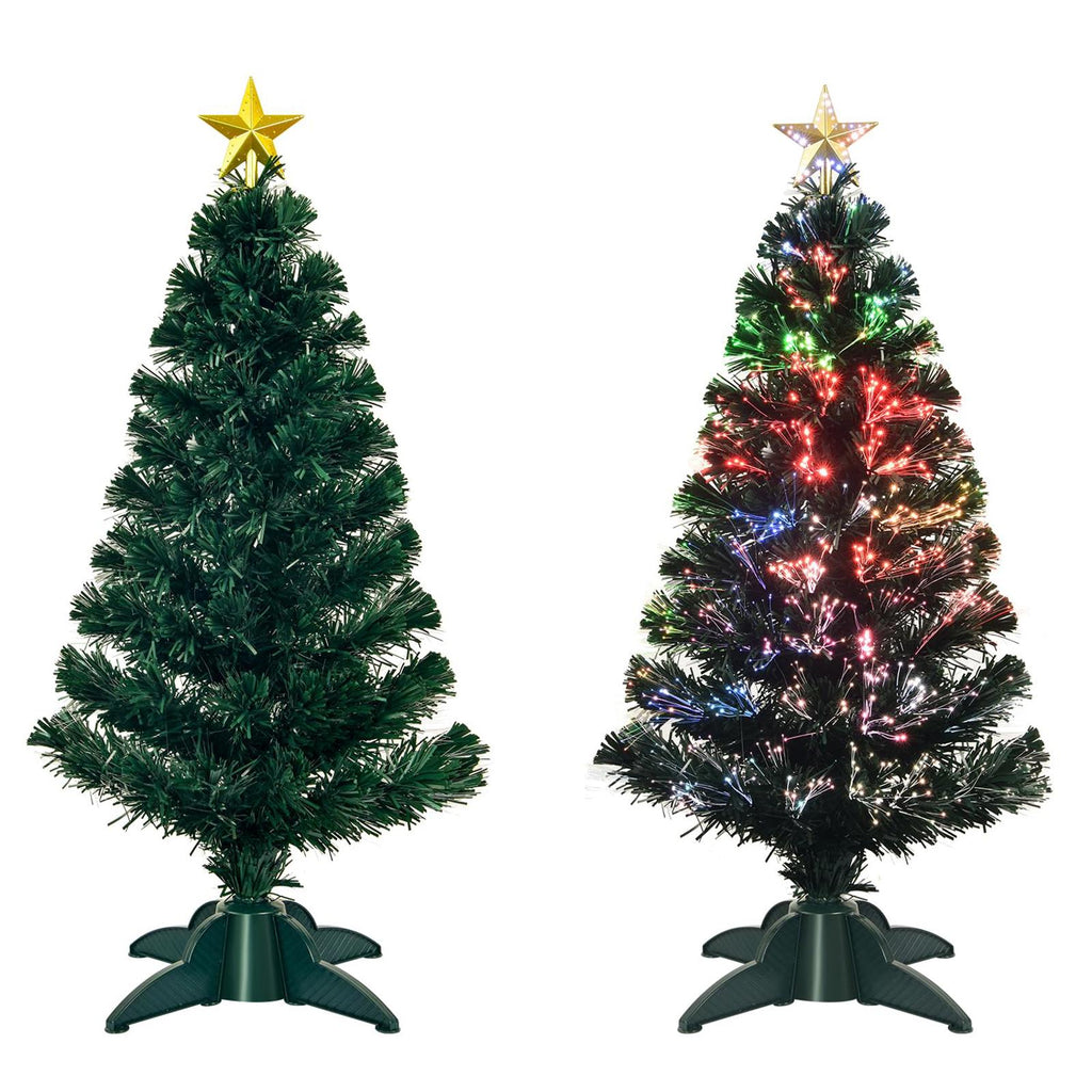 3ft Pre-Lit Fiber Optic Artificial Christmas Tree with Top Star