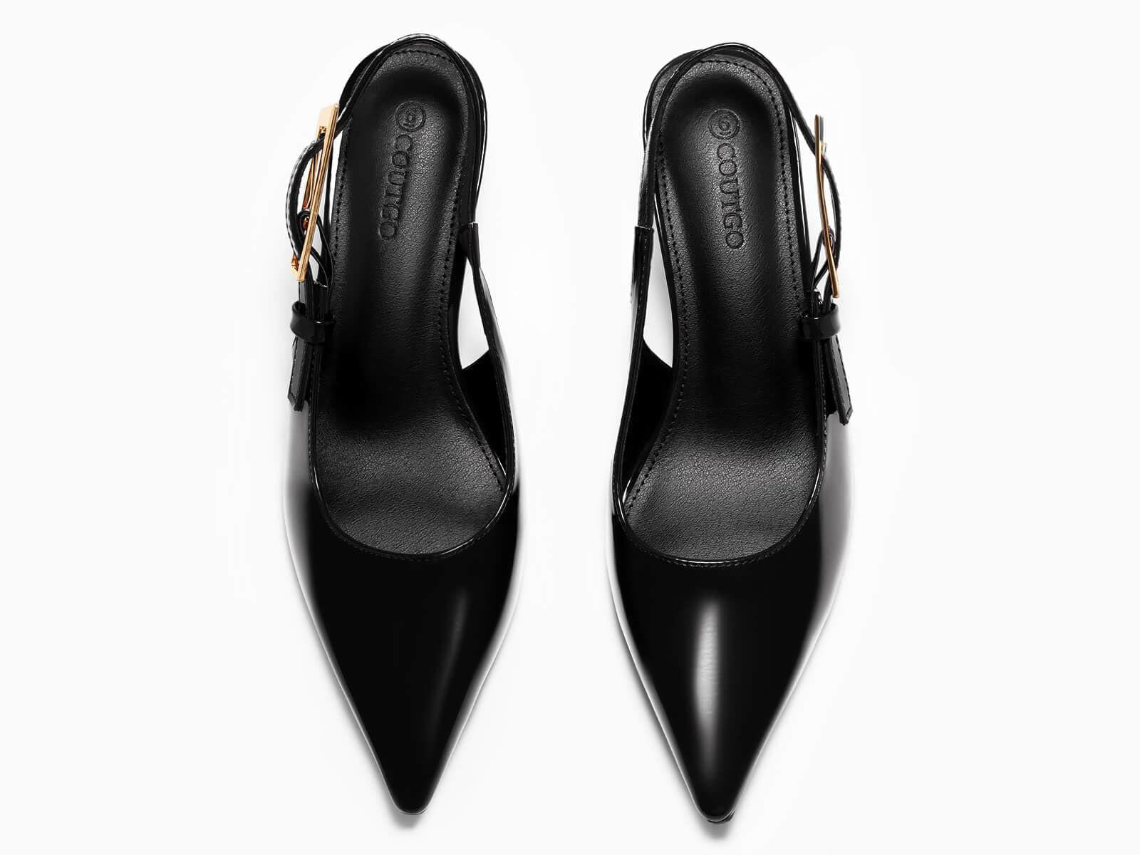 Womens Slingback Kitten Heels, Black, Size 8.5