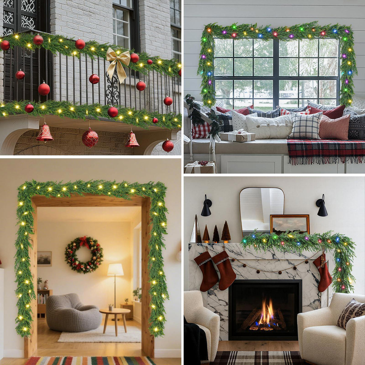 TOWPONICS 9FT Pre-lit Christmas Garland
