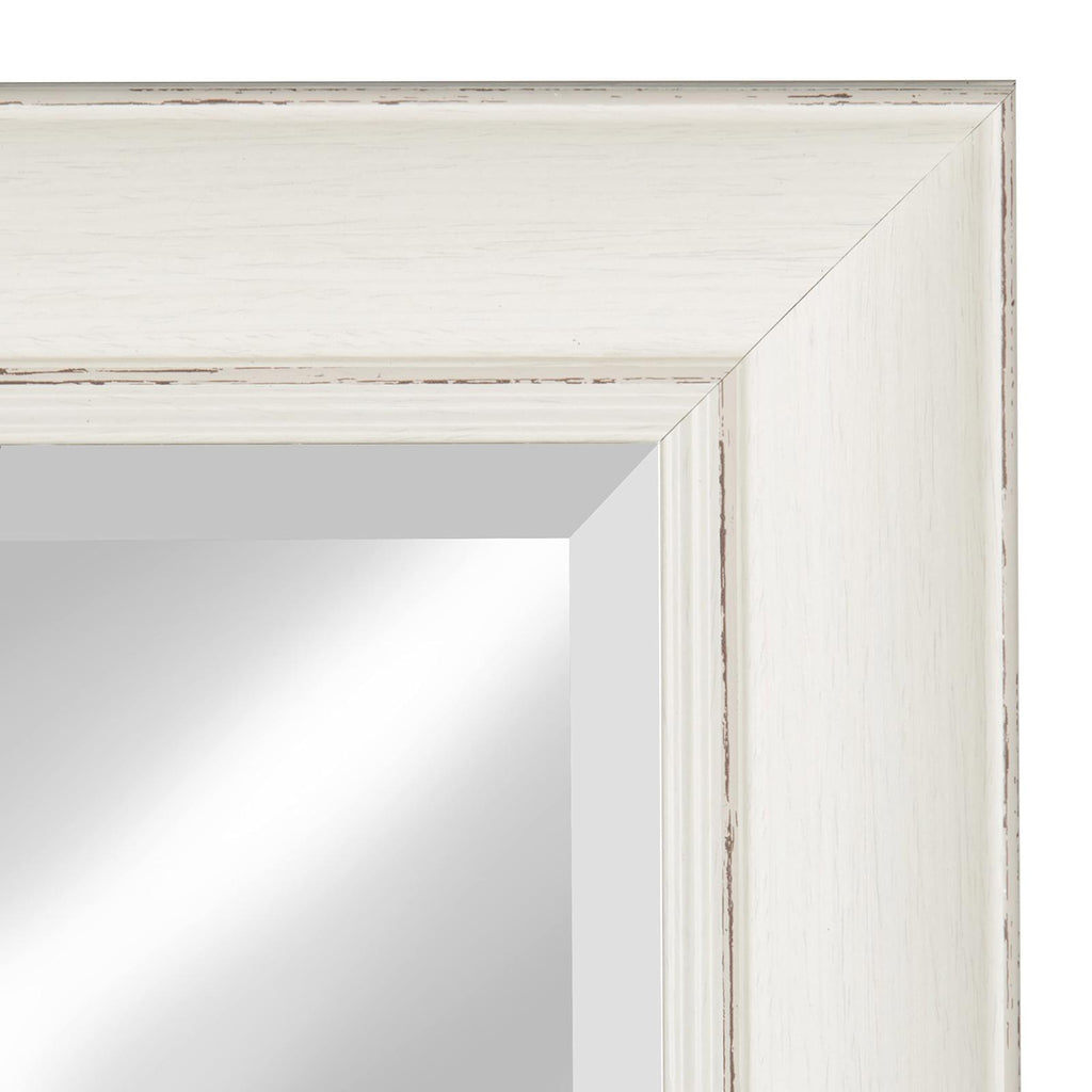 Kate and Laurel Macon Framed Wall Panel Beveled Mirror, 16x36, Rustic White
