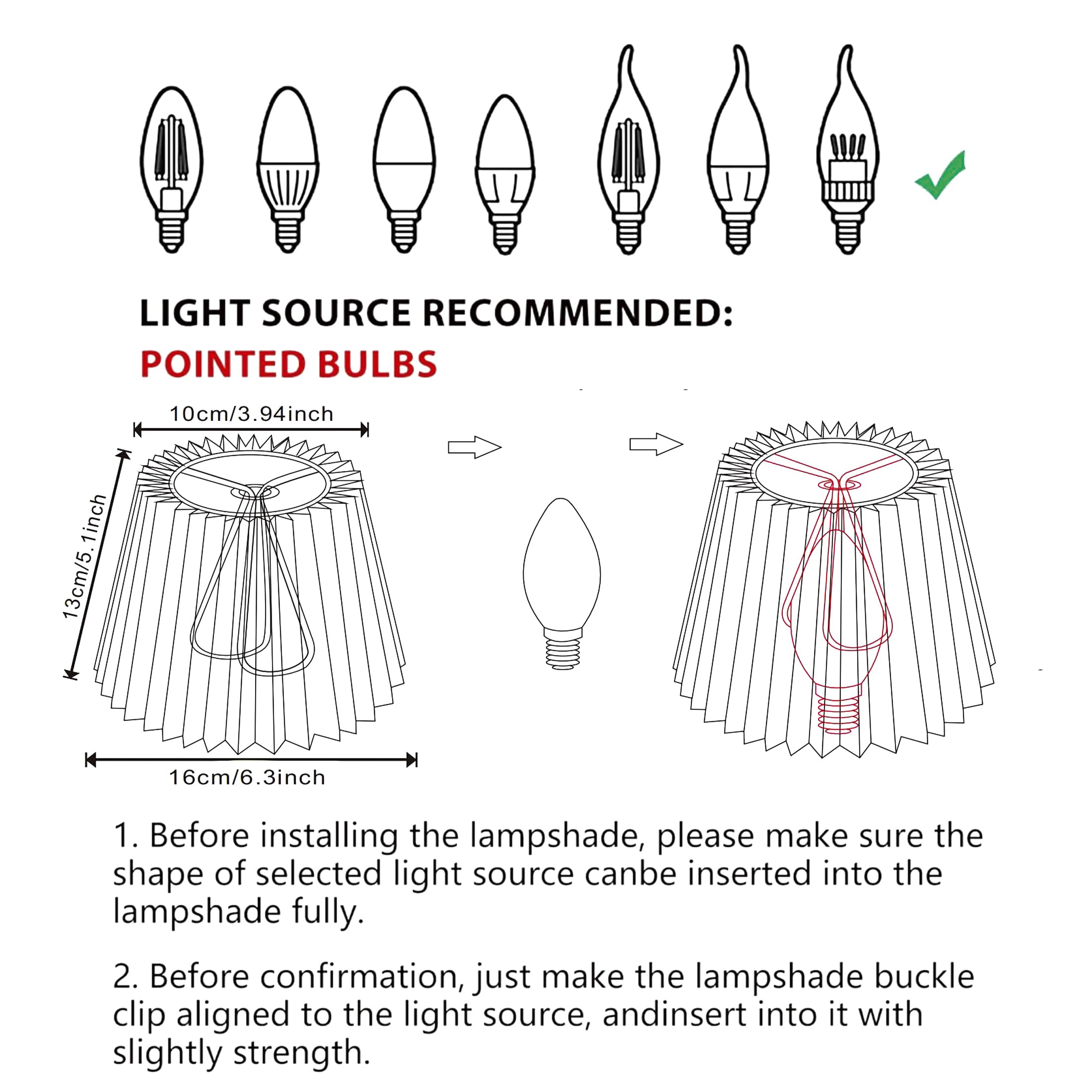 Small Pleated Lampshade, Set of 6, Green