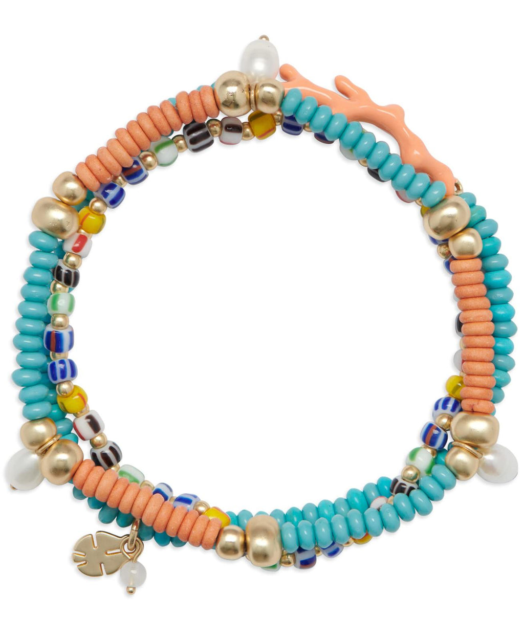 Lucky Brand Turquoise Summer Bracelet Set, Gold, One Size