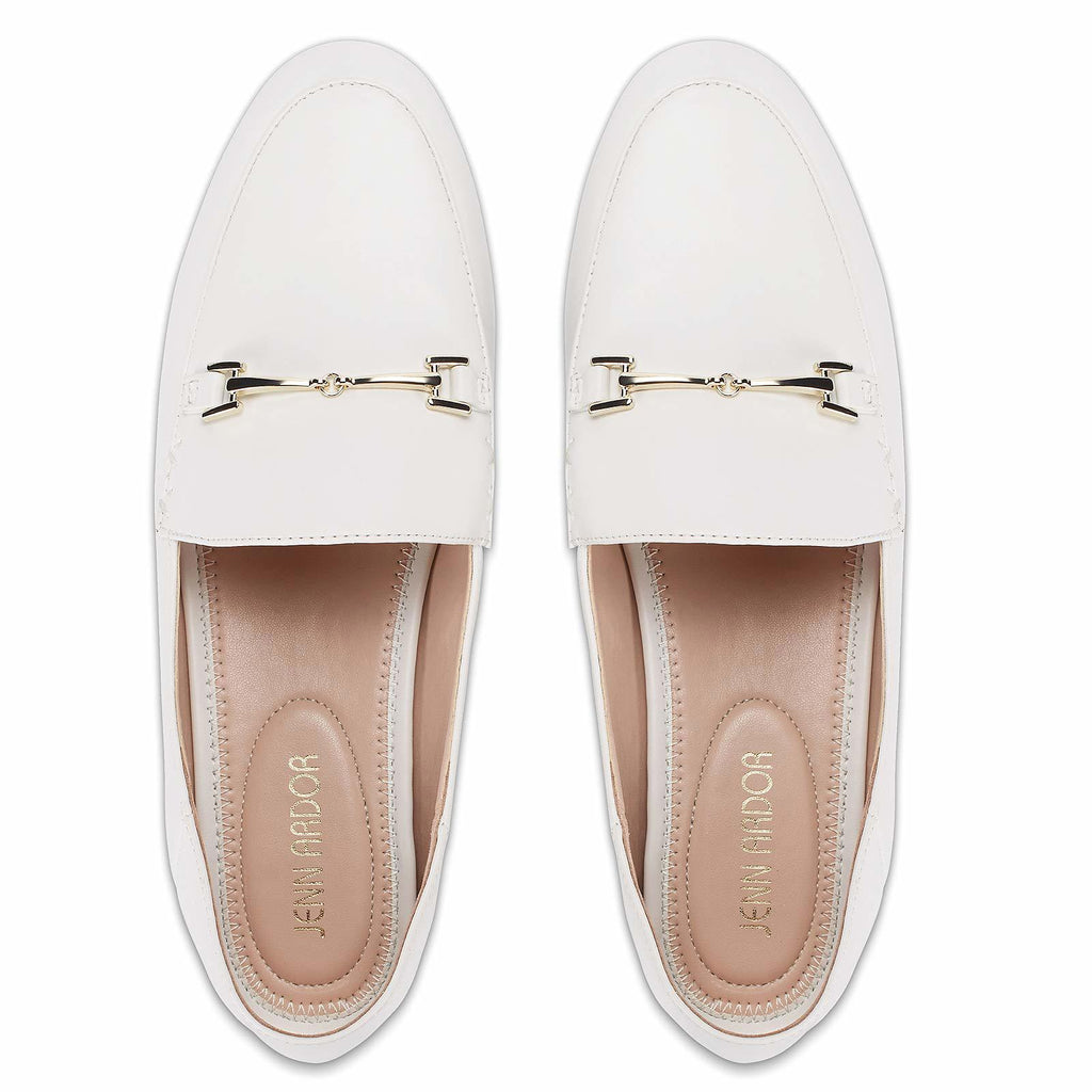JENN ARDOR Loafers for Women Flats Shoes Womens Penny Loafers, white, size 7