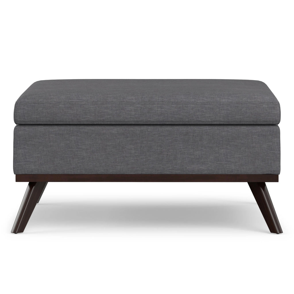 Simpli Home Owen 36" Mid-Century Storage Ottoman Coffee Table – Grey NEW NIB