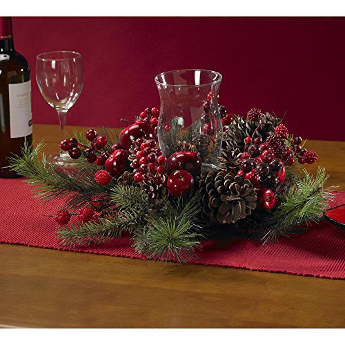 Nearly Natural 4654 Candleabrum Holiday, Red, 17.5x8.5x17.5