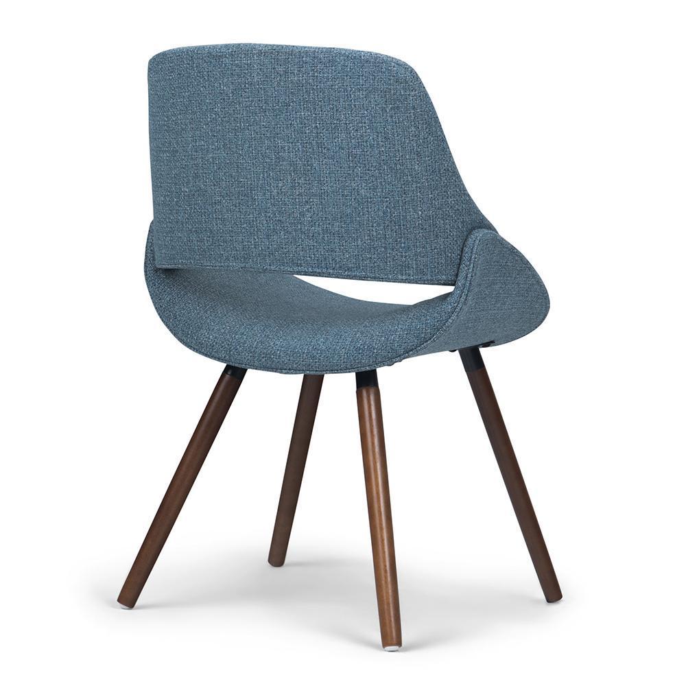 Simpli Home Malden Mid-Century Dining Accent Chair – Denim Blue Walnut NEW