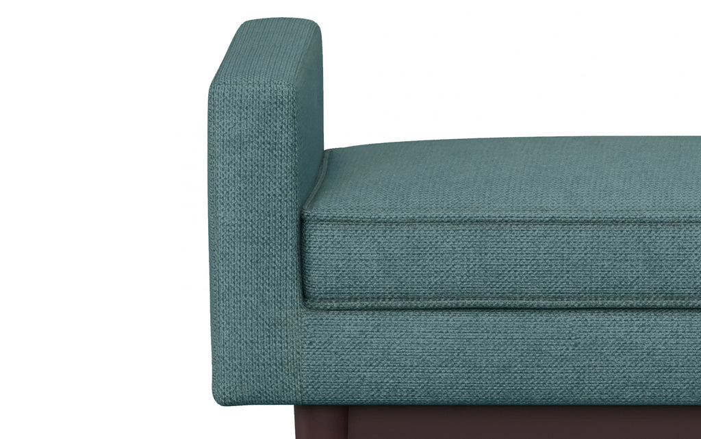 Simpli Home Scott 46" Mid-Century Modern Entryway Bench – Smokey Teal NEW NIB