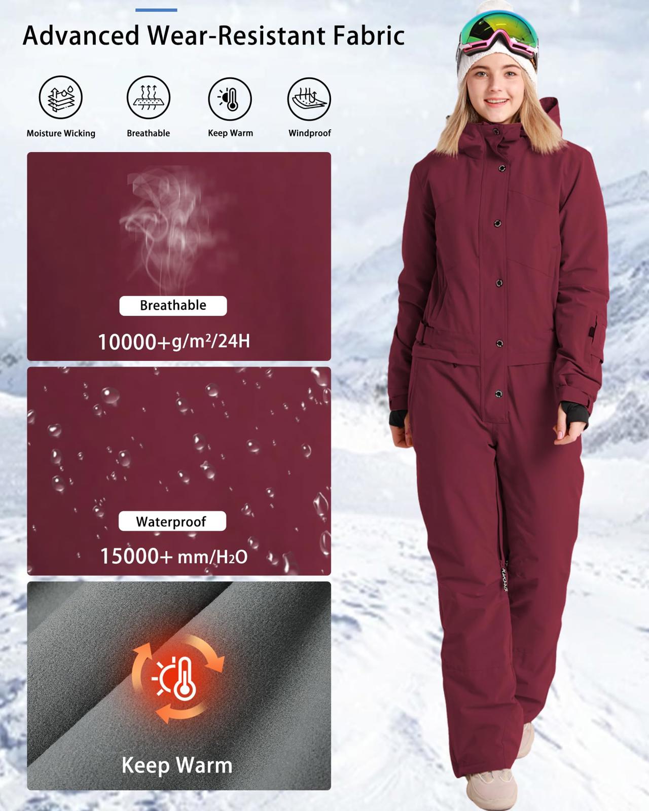 Bluemagic Womens Snowsuit, One Piece, Black, XL