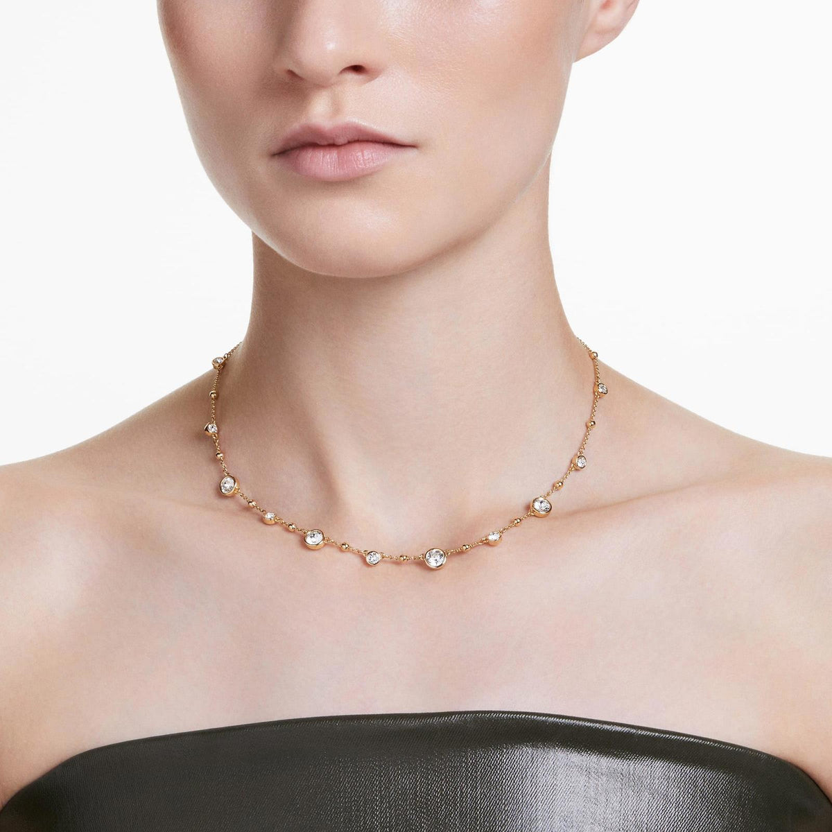 Swarovski Imber Necklace, Scattered Design with Clear Round-Cut Crystals