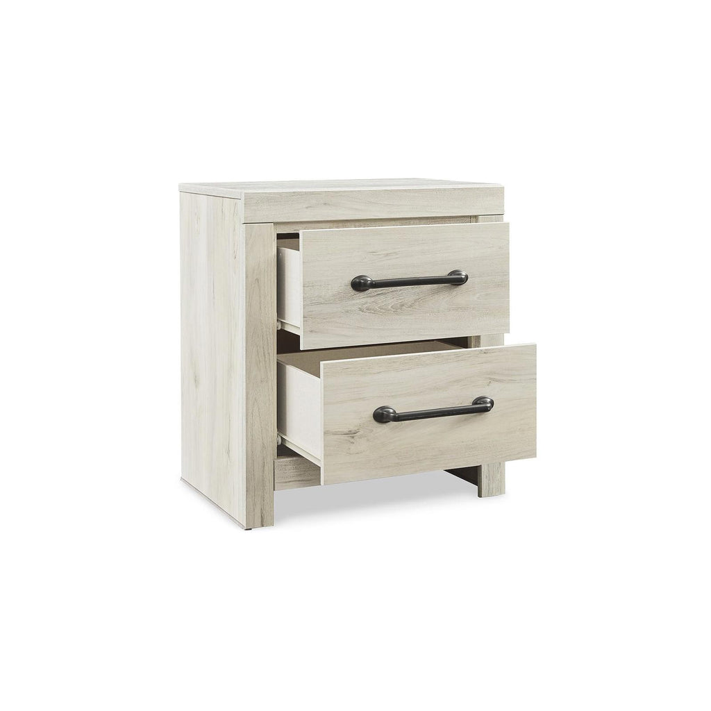 Signature Design by Ashley Cambeck Farmhouse Industrial 2 Drawer Nightstand, 24" Tall, Whitewash