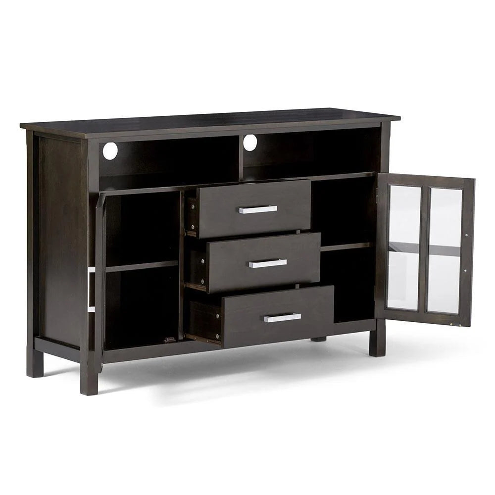 Simpli Home Kitchener 53" Solid Wood Tall TV Stand Console – Grey NEW NIB