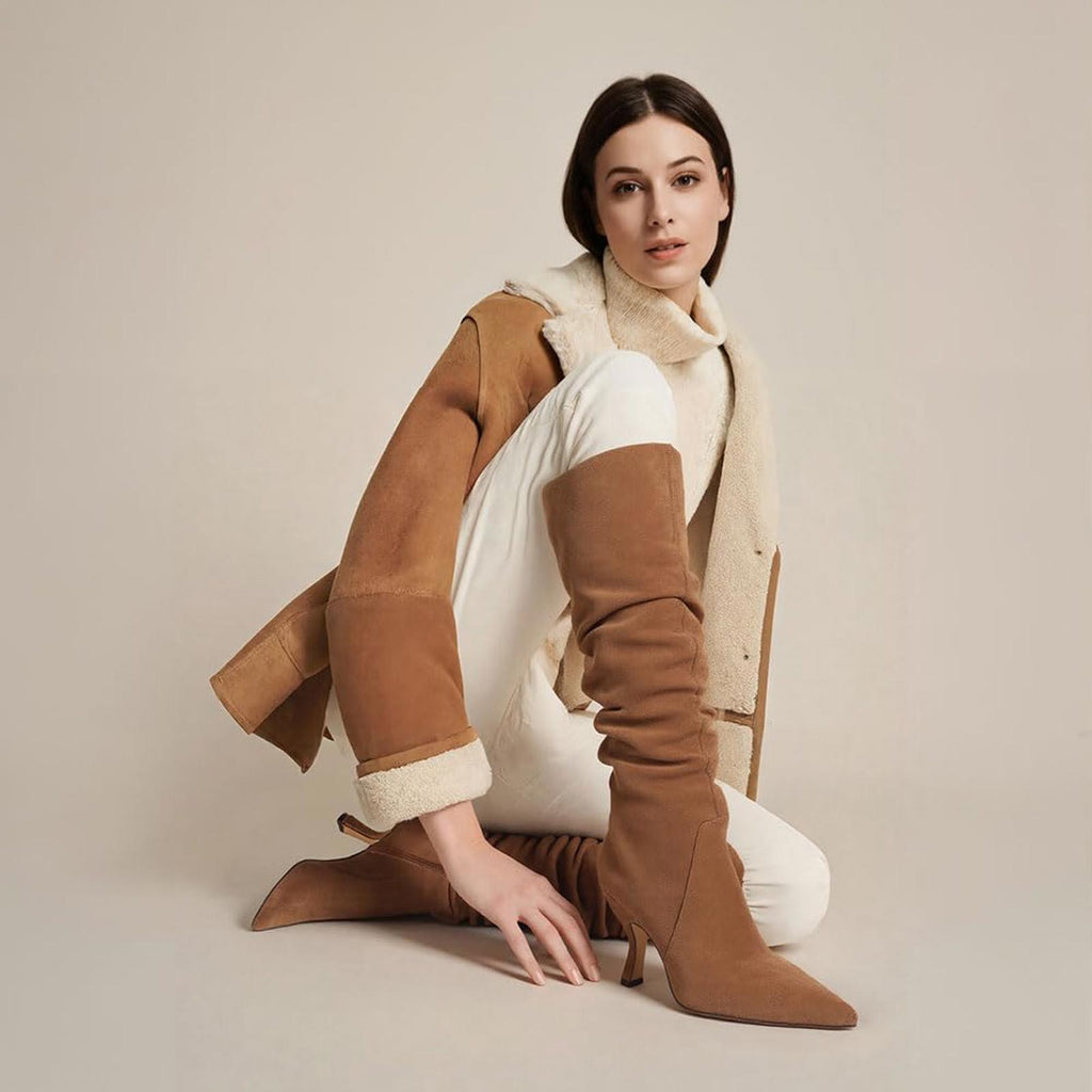 Erocalli Tall Suede Knee-High Boots, Brown, Size 8