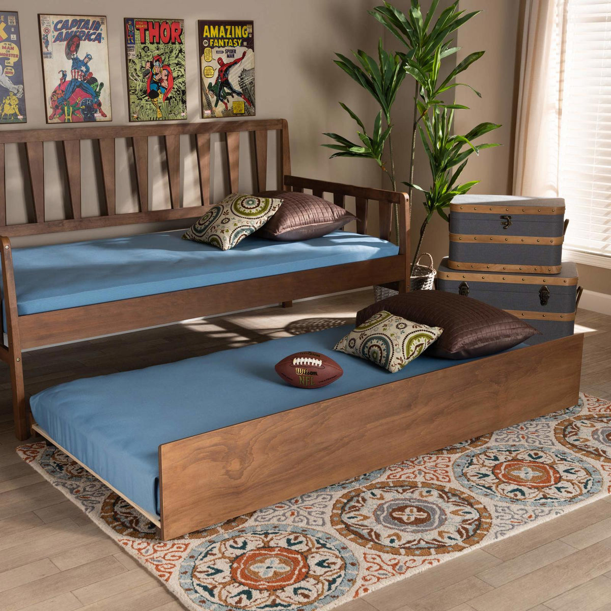 Baxton Studio Trundles, Twin, Walnut
