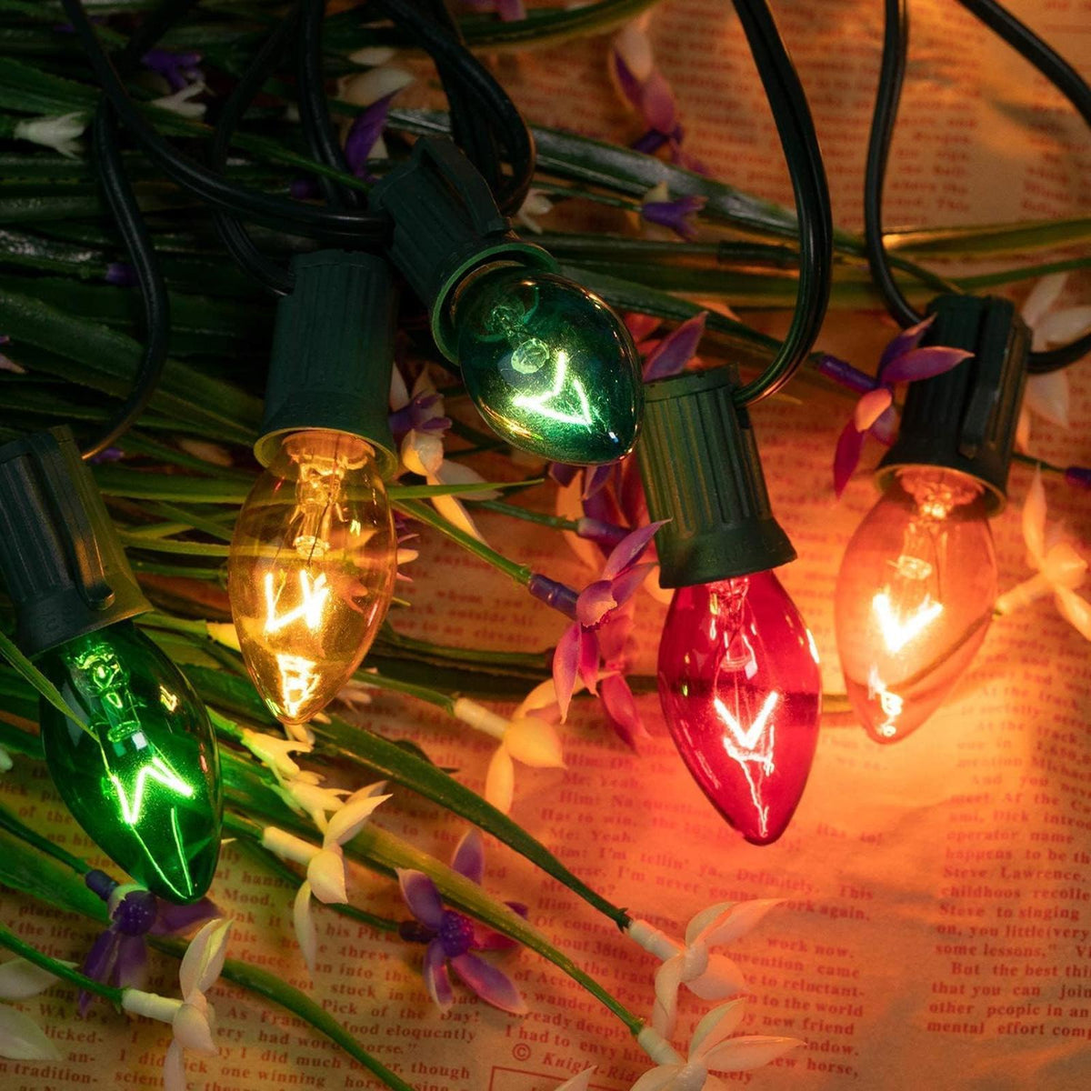 Multicolor Christmas String Lights, 100ft Vintage Christmas Tree Lights, C7