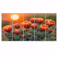 Blooming Cacti At Sunset 28x60
