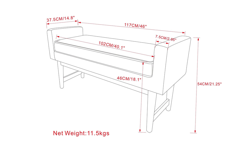 Simpli Home Scott 46" Mid-Century Modern Entryway Bench – Smokey Teal NEW NIB