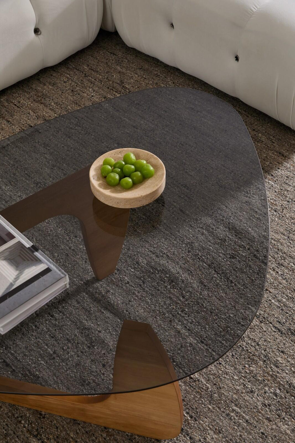 Modern Glass Top Coffee Table with Wooden Base, Brand New!