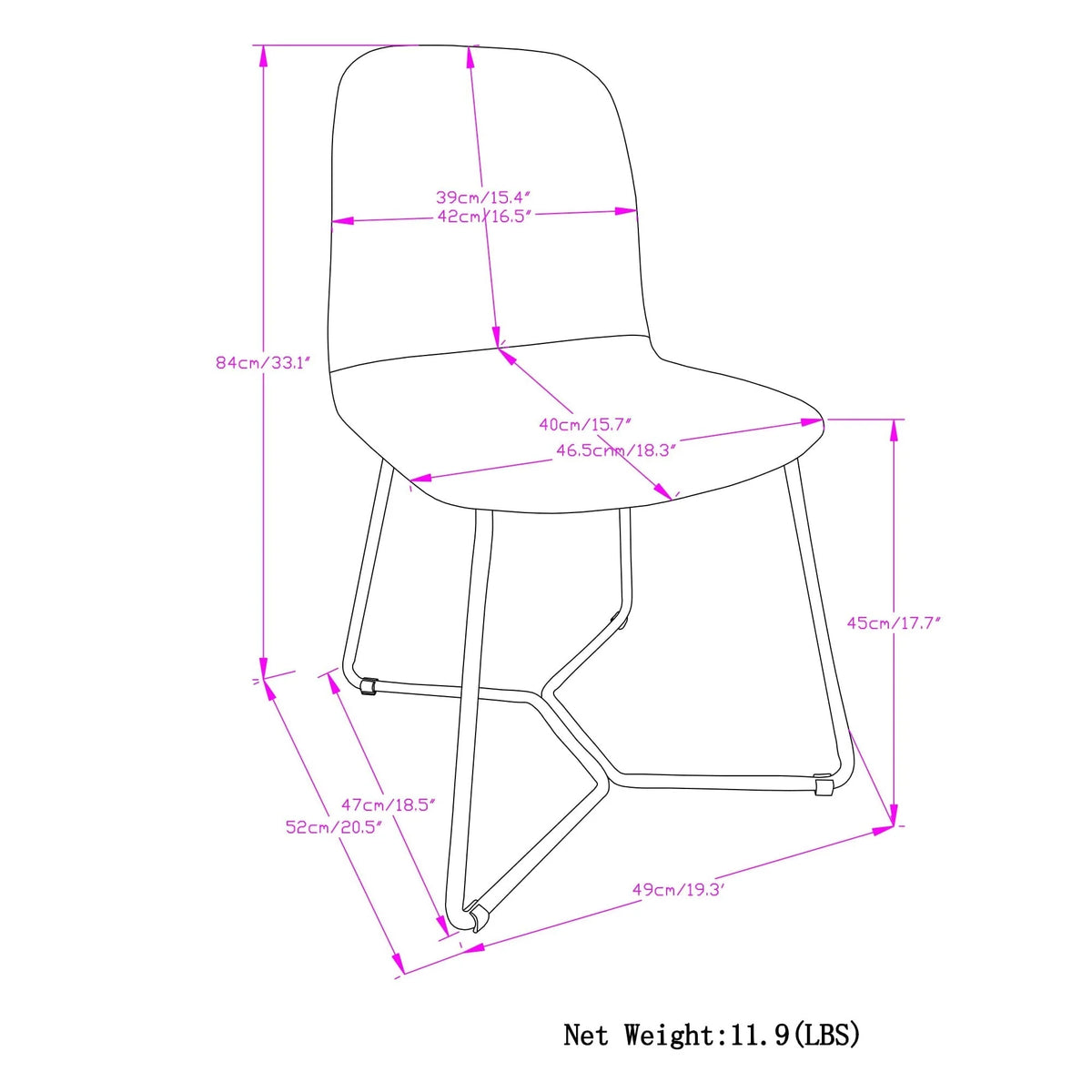 Simpli Home Wilcox Modern Dining Chairs Set of 4 – Charcoal Grey NEW NIB