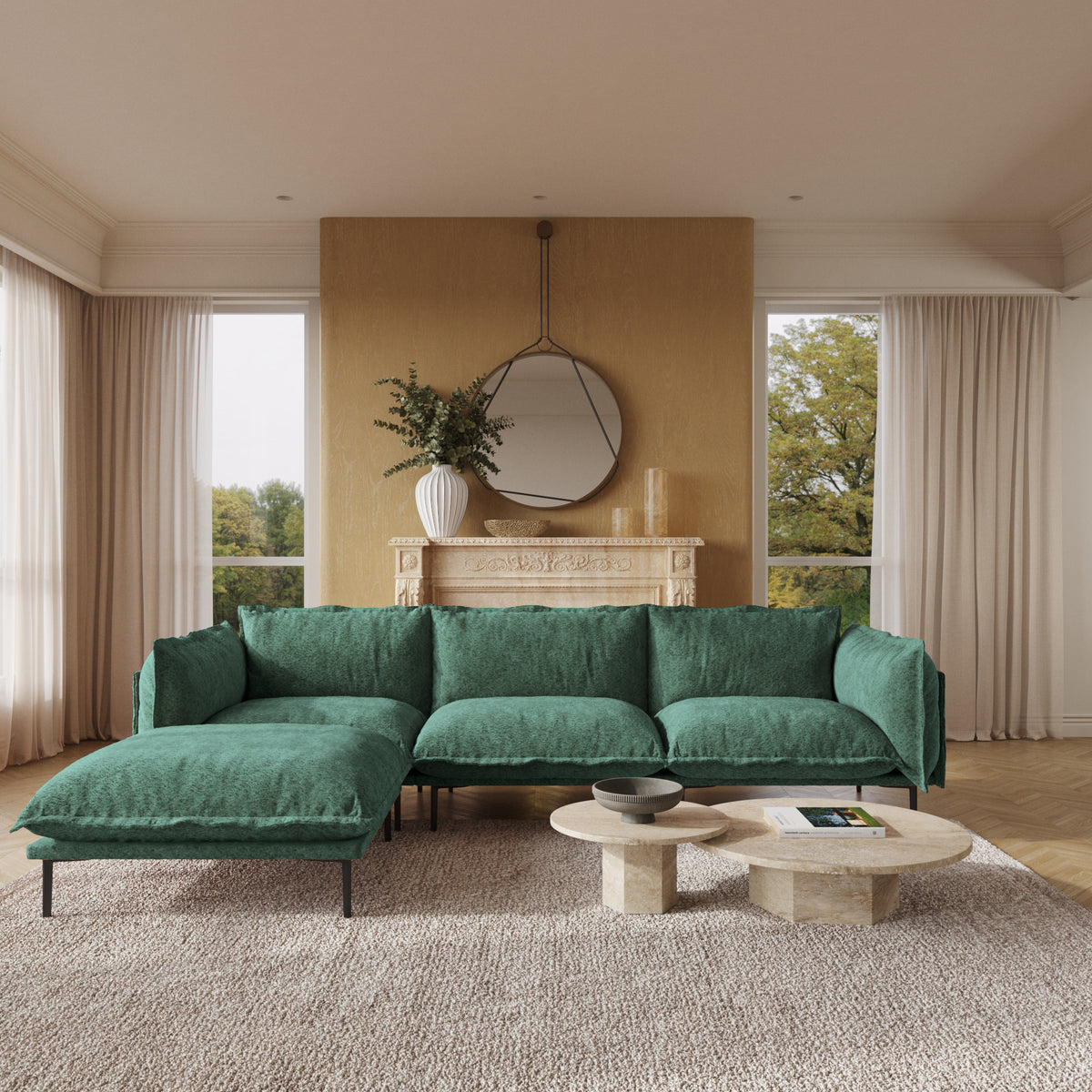 Minimalist Modular Sofa with Ottoman