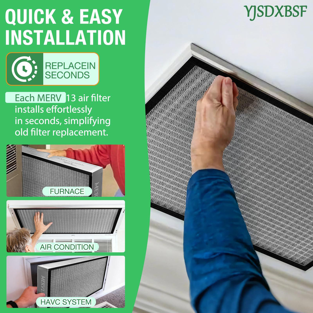 Washable Air Filter, 20x25x4, MERV 11, New