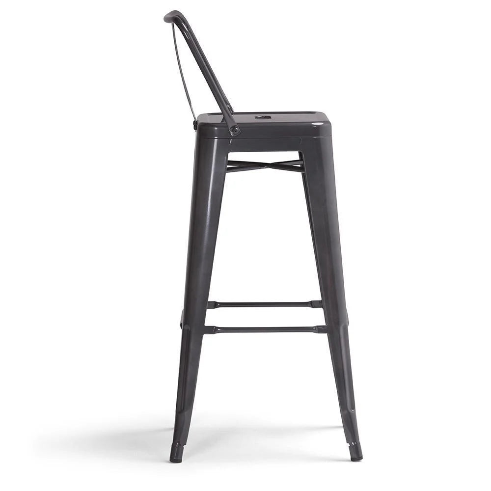 Simpli Home Rayne 30" Metal Bar Stool Set of 2 – Gunmetal Grey NIB (NEW)