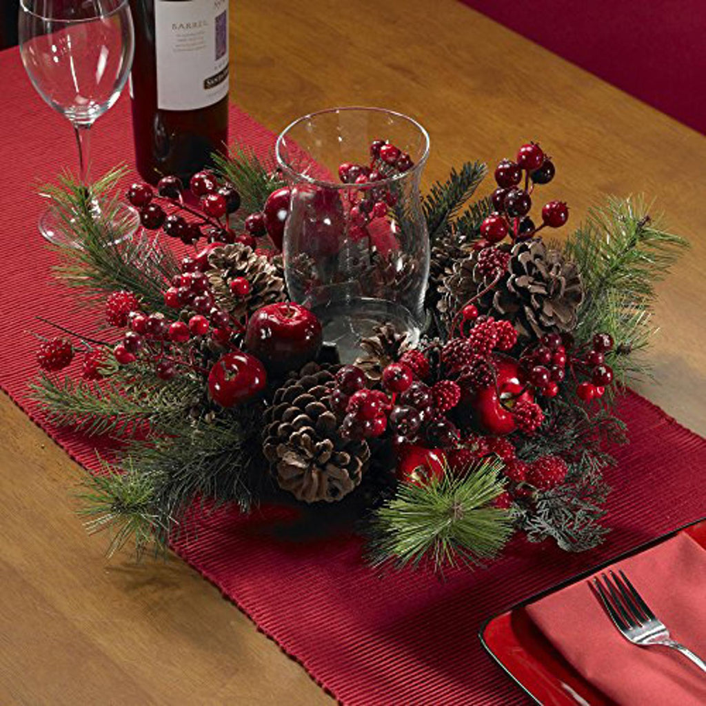Nearly Natural 4654 Candleabrum Holiday, Red, 17.5x8.5x17.5