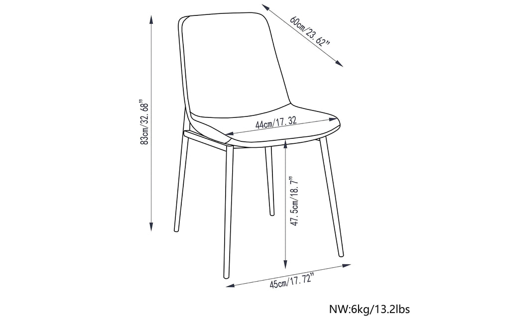 Simpli Home Modern Dining Chair Set of 2 – Light Grey Linen, Steel NEW NIB