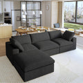 Modern Sectional Sofa with Ottoman, 3 seat + ottoman, Grey/White/Black/Khaki