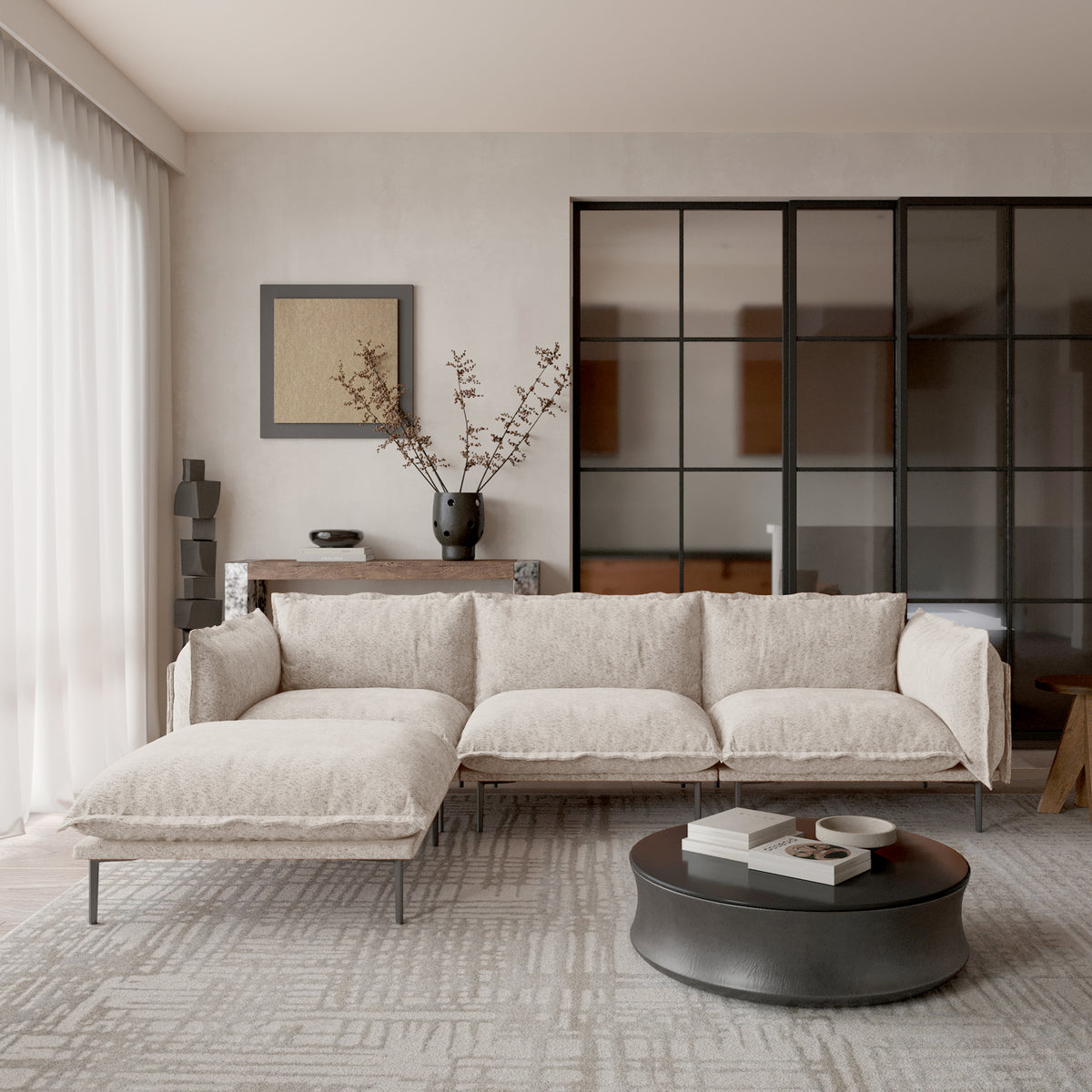 Minimalist Modular Sofa with Ottoman