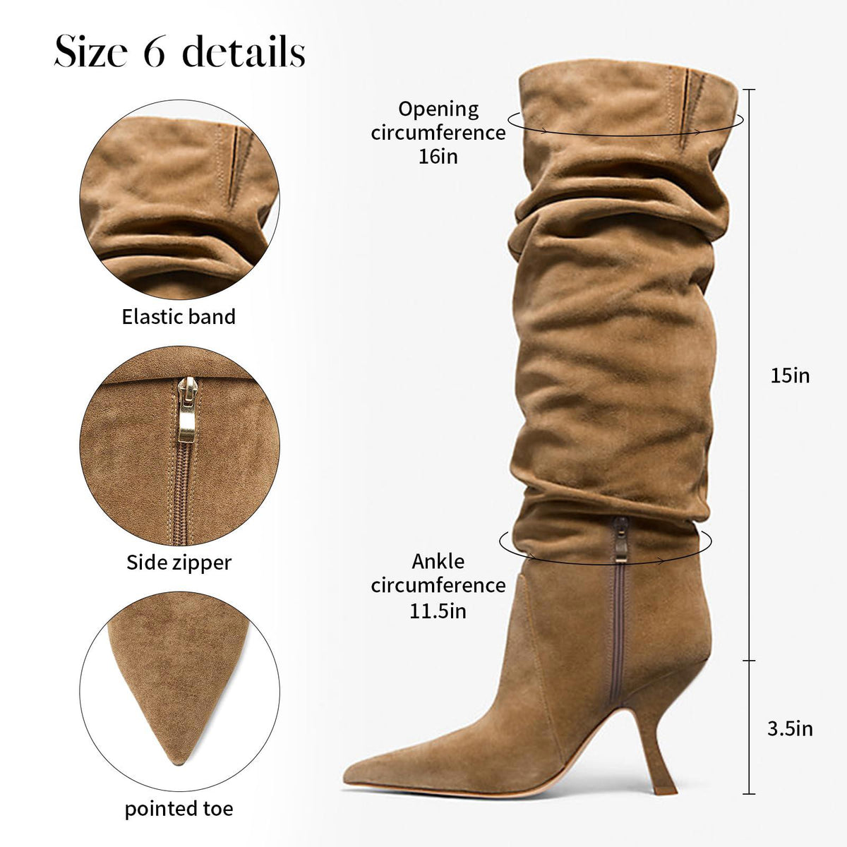 Erocalli Tall Suede Knee-High Boots, Brown, Size 8