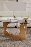 Modern Glass Top Coffee Table with Wooden Base, Brand New!
