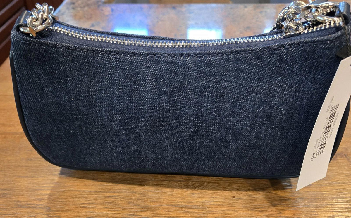 The Drop Women's Melanie Small Shoulder Bag Denim Silver Chain One Size NWT