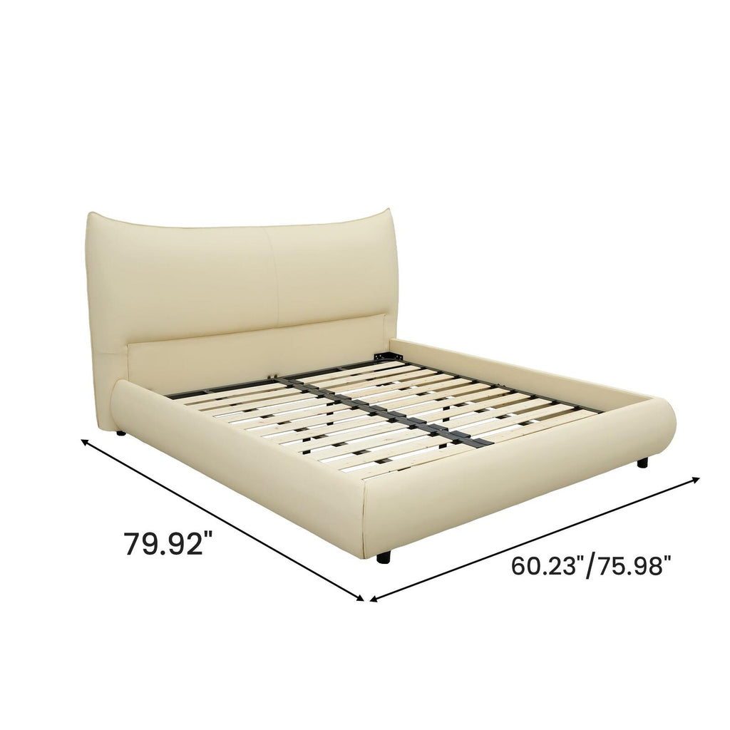 Luxury minimalist bed frame, premium leather, Queen or King, NEW