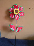 16-inch Polka Dot Sunflower Wind Spinner with Leaves, Brand New