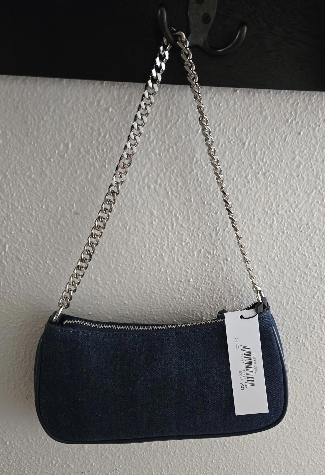 The Drop Women's Melanie Small Shoulder Bag Denim Silver Chain One Size NWT