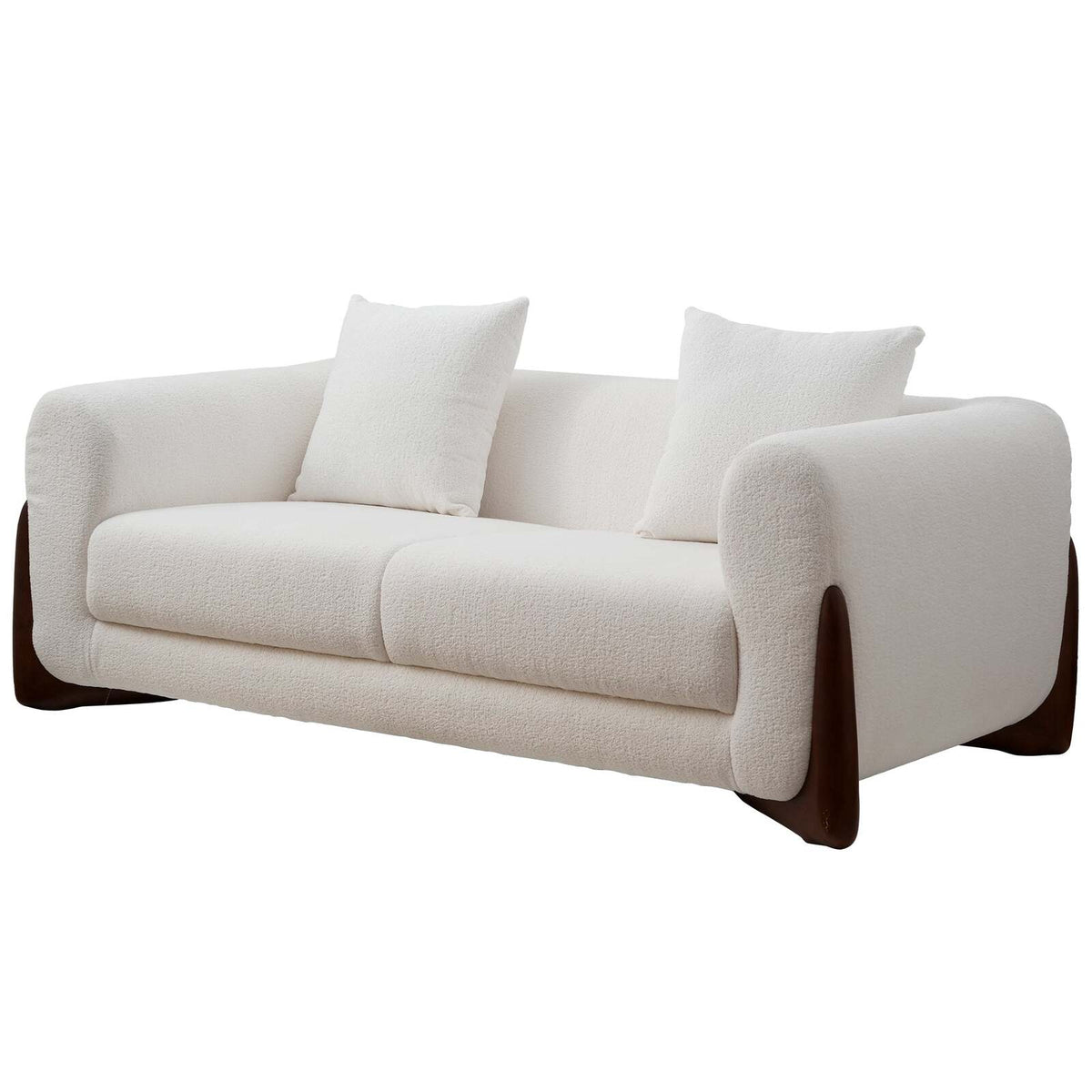 Artistic Sherpa Couch Chair with Solid Wood Legs, Single Seat