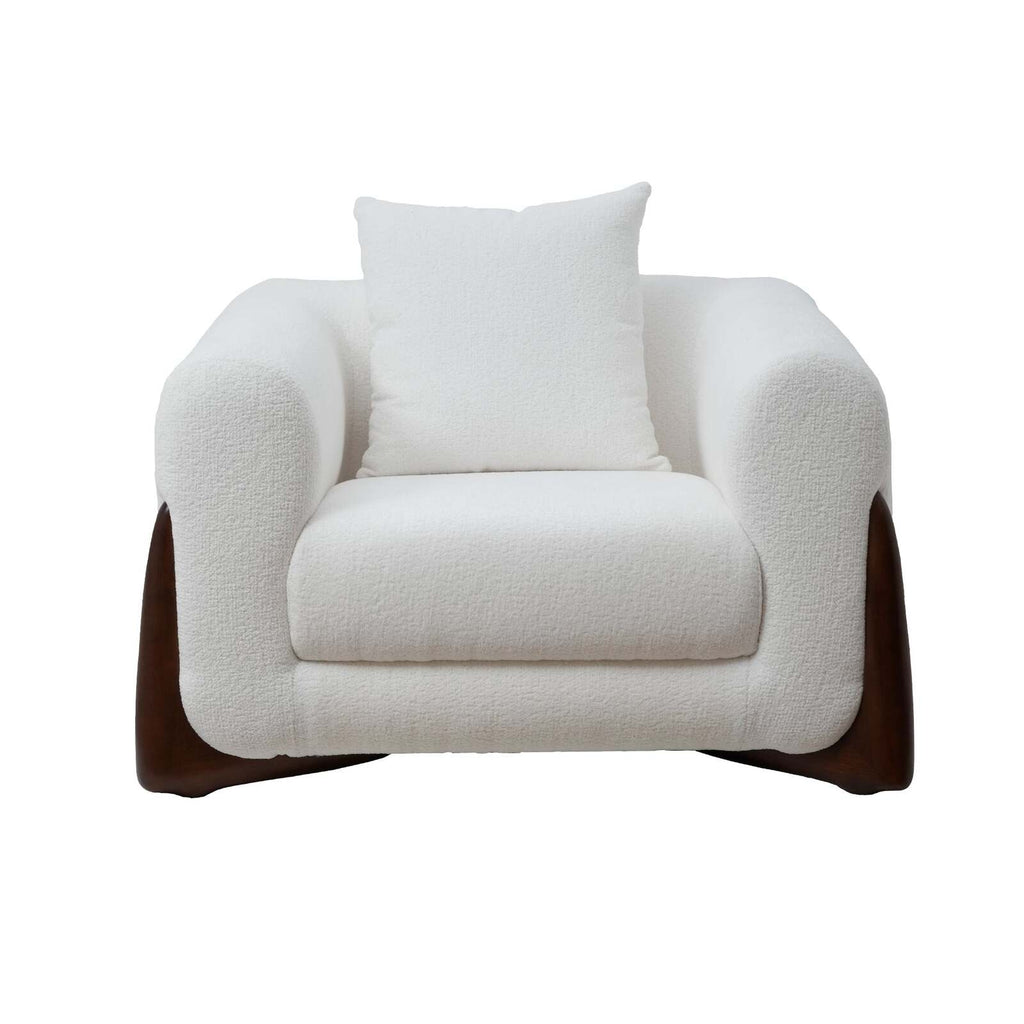 Artistic Sherpa Couch Chair with Solid Wood Legs, Single Seat