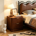 Vintage Fluted Solid Wood Nightstand with 2 Drawers
