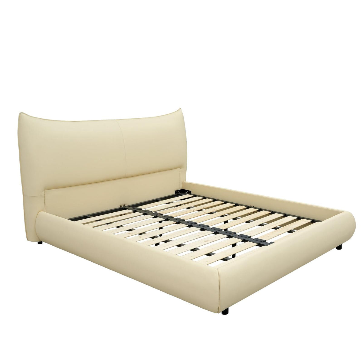 Luxury minimalist bed frame, premium leather, Queen or King, NEW