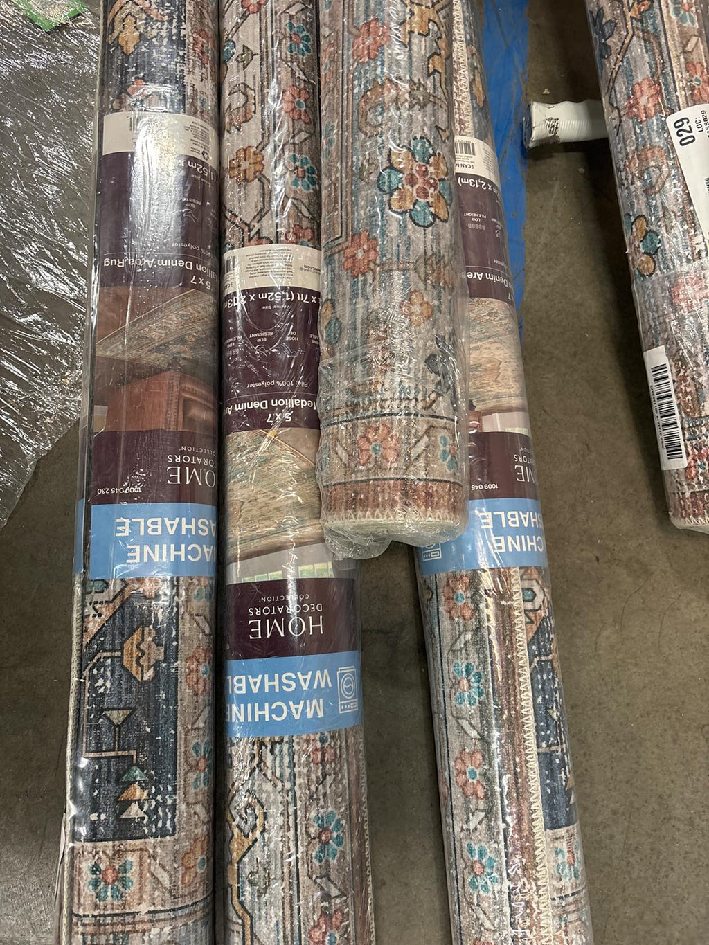 Home Decorators Collection Harmony Denim 5 ft. x 7 ft. Indoor Machine Washable Area Rug, NEW!