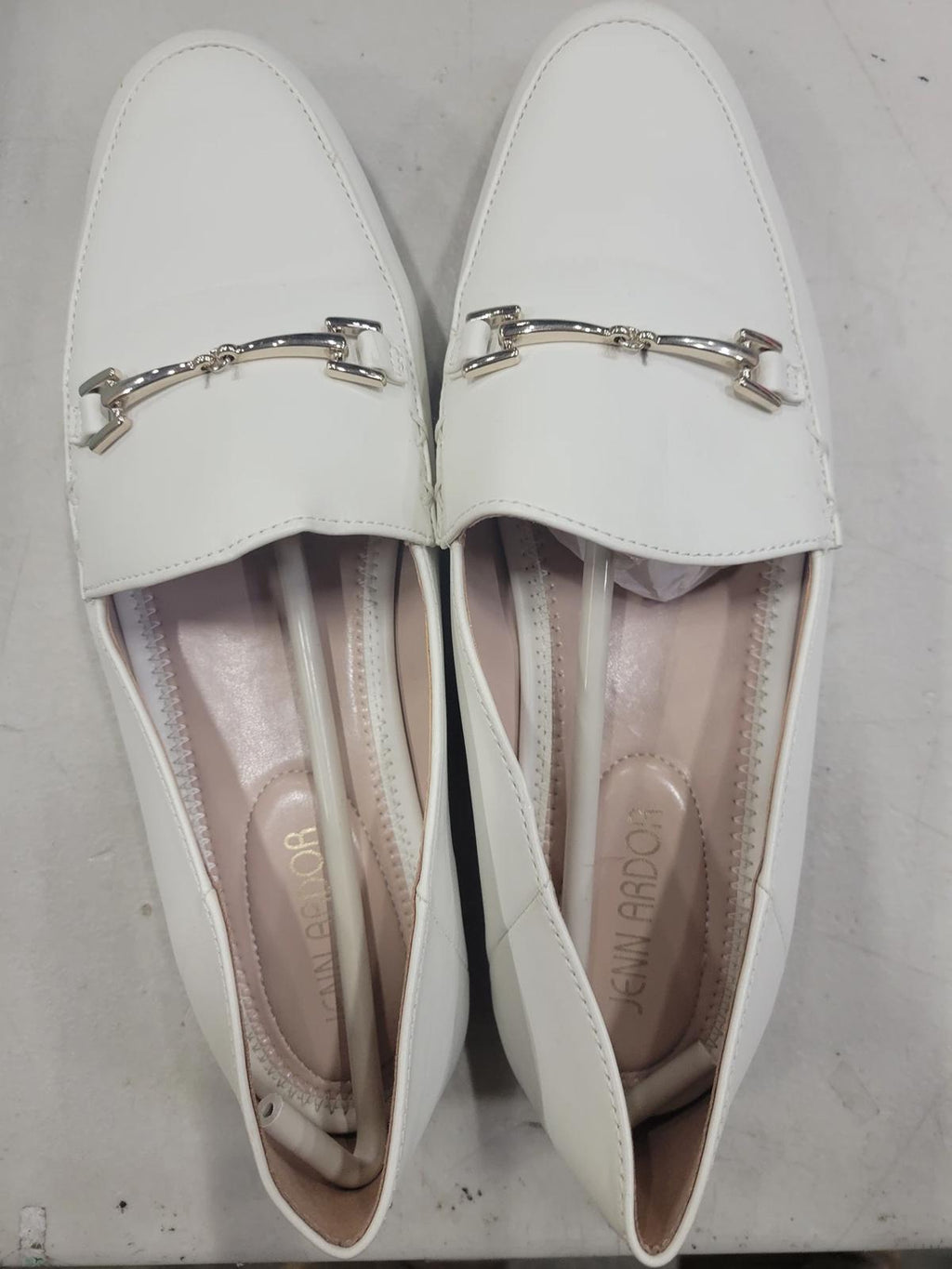 JENN ARDOR Loafers for Women Flats Shoes Womens Penny Loafers, white, size 7